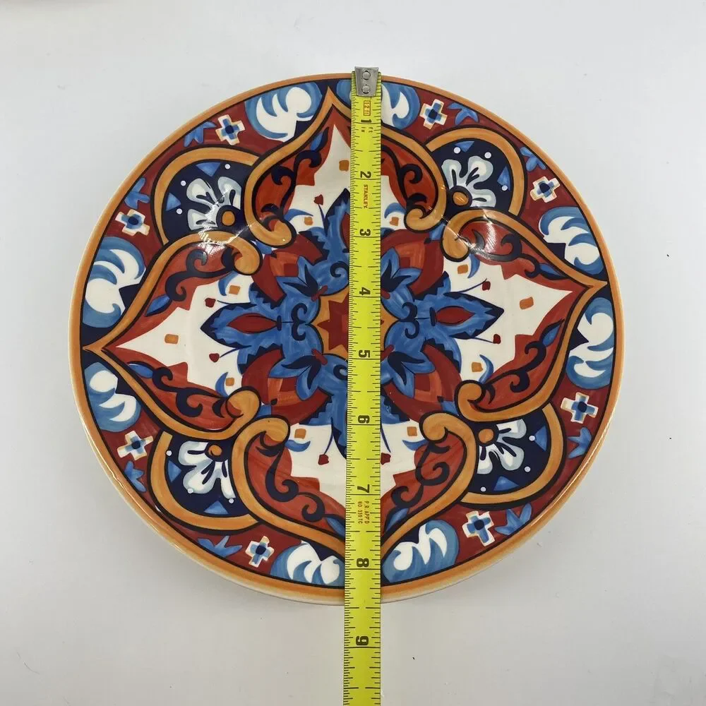 Pier 1 Imports Karina Tile Salad Plates Set of 3 8.5” Ceramic Mediterranean